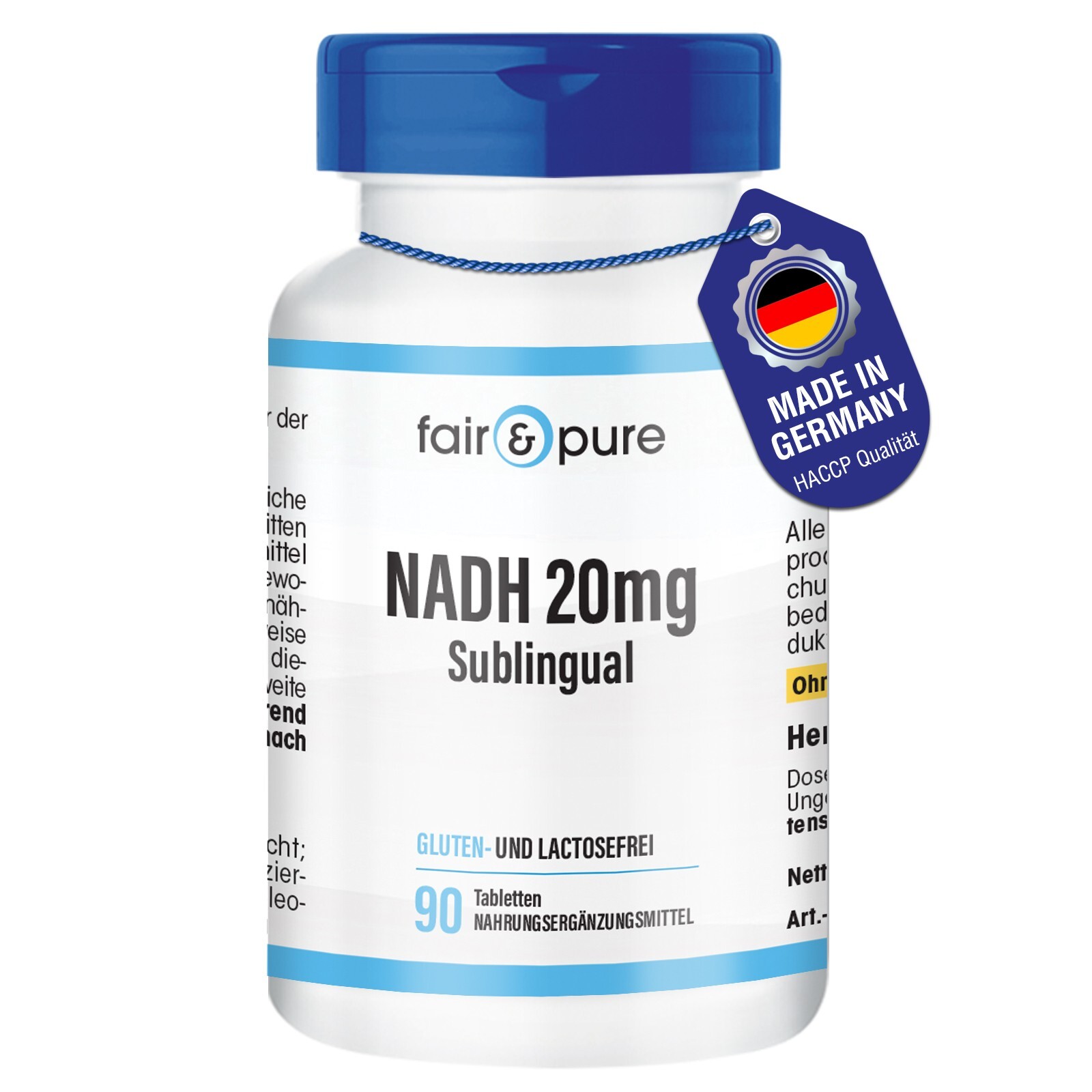 NADH 20 mg sublingual - 90 Tabletten - hochdosiert - VEGAN | fair & pure