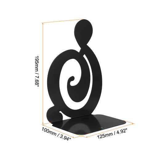 Musical Note Shaped Bookend for Home Office Stationery Storage, Black - Picture 2 of 5