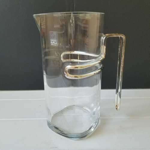 LUIGI BORMIOLI Glass Cocktail Pitcher Jug Barware with Chrome Plated Handle - Picture 2 of 12