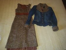 Vintage Iconico Archivio Dolce e Gabbana  D&G  Tailleur abito tweed pelle denim