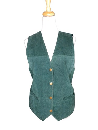 Vintage Green Suede Vest 90s Size L | eBay