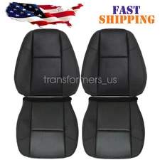 For 2007-2014 Cadillac Escalade Driver & Passenger Bottom & Top Seat Cover Black