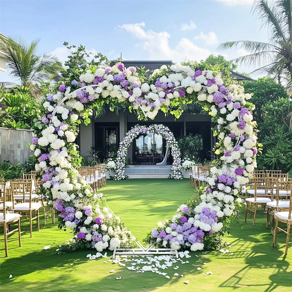 Arcos de boda grandes de doble poste en forma de corazón con telón de fondo de metal eje antioxidante Foto 3 de 4
