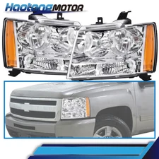 FIT FOR 2007-14 CHEVY TAHOE SUBURBAN CHROME HOUSING AMBER CORNER HEADLIGHTS LAMP