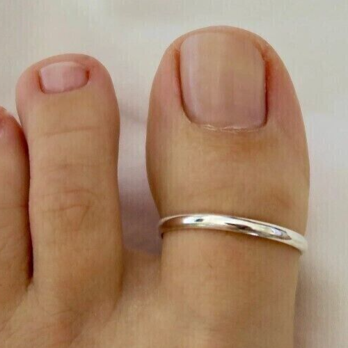 Solid Metal 925 Sterling Silver Big 11 Size Band Toe Ring White 