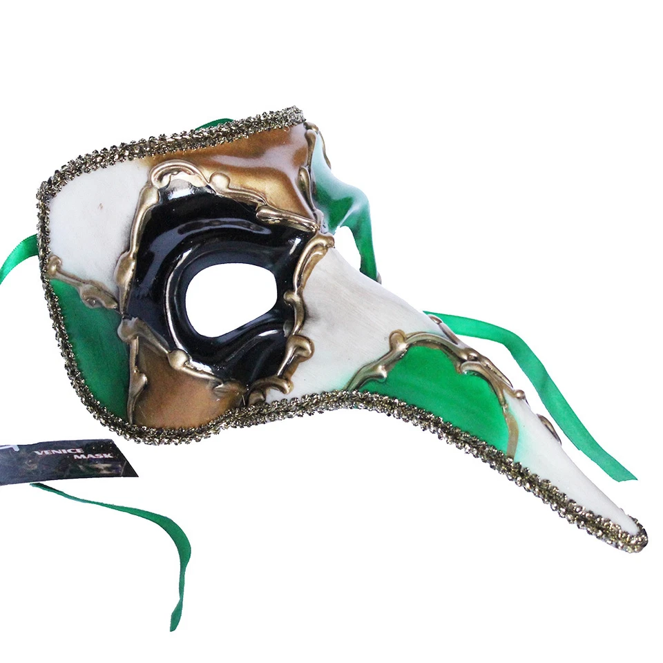 Máscara de nariz larga veneciana verde baile de graduación Mardi Gras Halloween 11E4A Foto 3 de 3