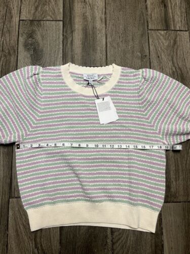 & Other Stories Paris Atelier Striped Scalloped Knit Top - Medium - Picture 3 of 6