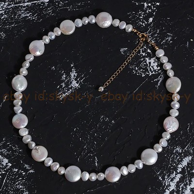 Natural 7-8mm White Freshwater Pearl & 8mm Purple Amethyst Strand Necklace – 18 Inch, Halo Setting - View #3