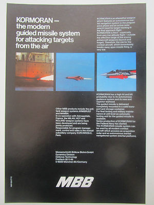 4/1977 PUB MBB MISSILE KORMORANT ANTI SHIP F-104 ORIGINAL AD