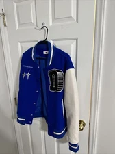 Doncare varsity jacket, blue, size L, wore once!!