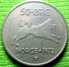 1972 NORWAY 50 ORE COIN #  88/1/24