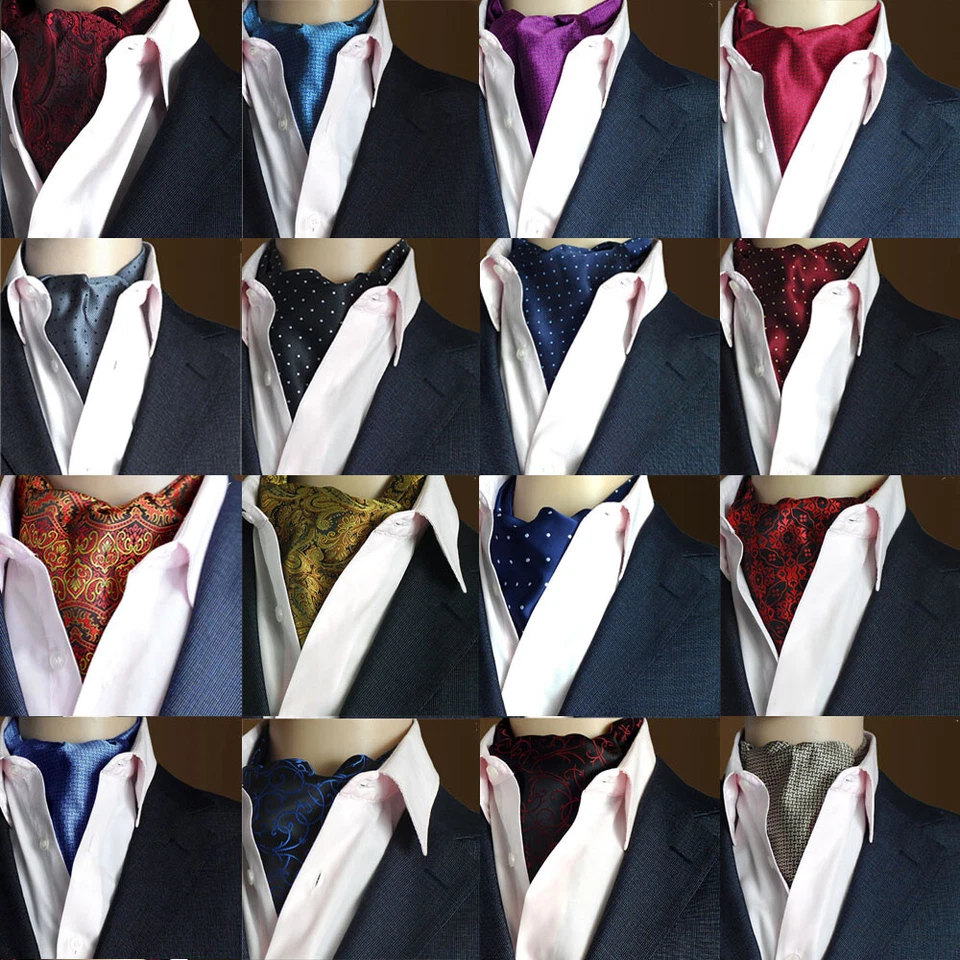 Men's Paisley Polka Dots Floral Cravat Wide Neck Tie Wedding Party Ascot Scarf