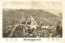 Poster - Milwaukee WI Mappa Pittorica Vintage (1879) Riproduzione Stampa, 4 Misure