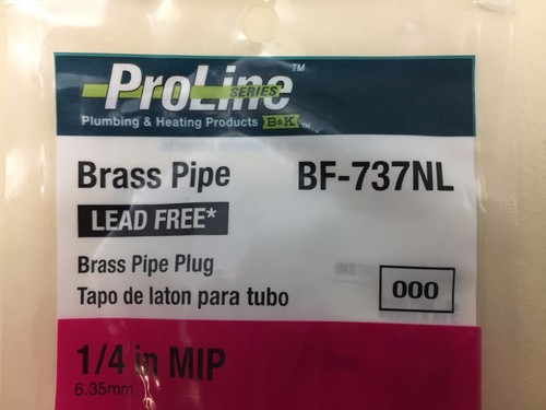 B&K 1/4-in Brass Threaded Cap Plug Fitting LEAD FREE BF-737NL - Picture 4 of 5