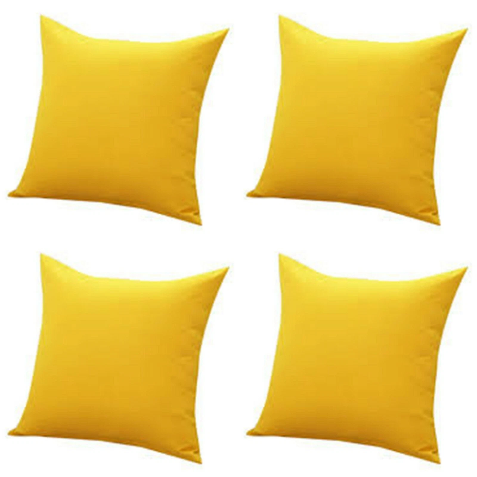 Yellow Plain 4 Pcs Set 16"Indian Pillow Cover Sofa Decorate Cushion Covers Throw
