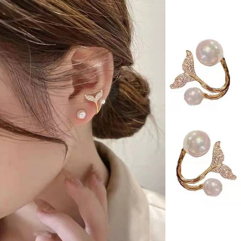 Korean Rhinestones Earrings Women Gold Flower Ear Studs Party Wedding Jewelry