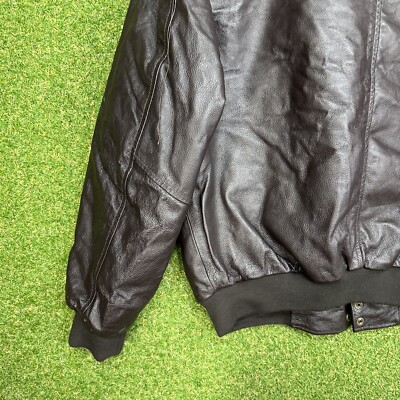 Vintage 90s Snap-On Brown Leather Jacket Size Large Quilt Lined