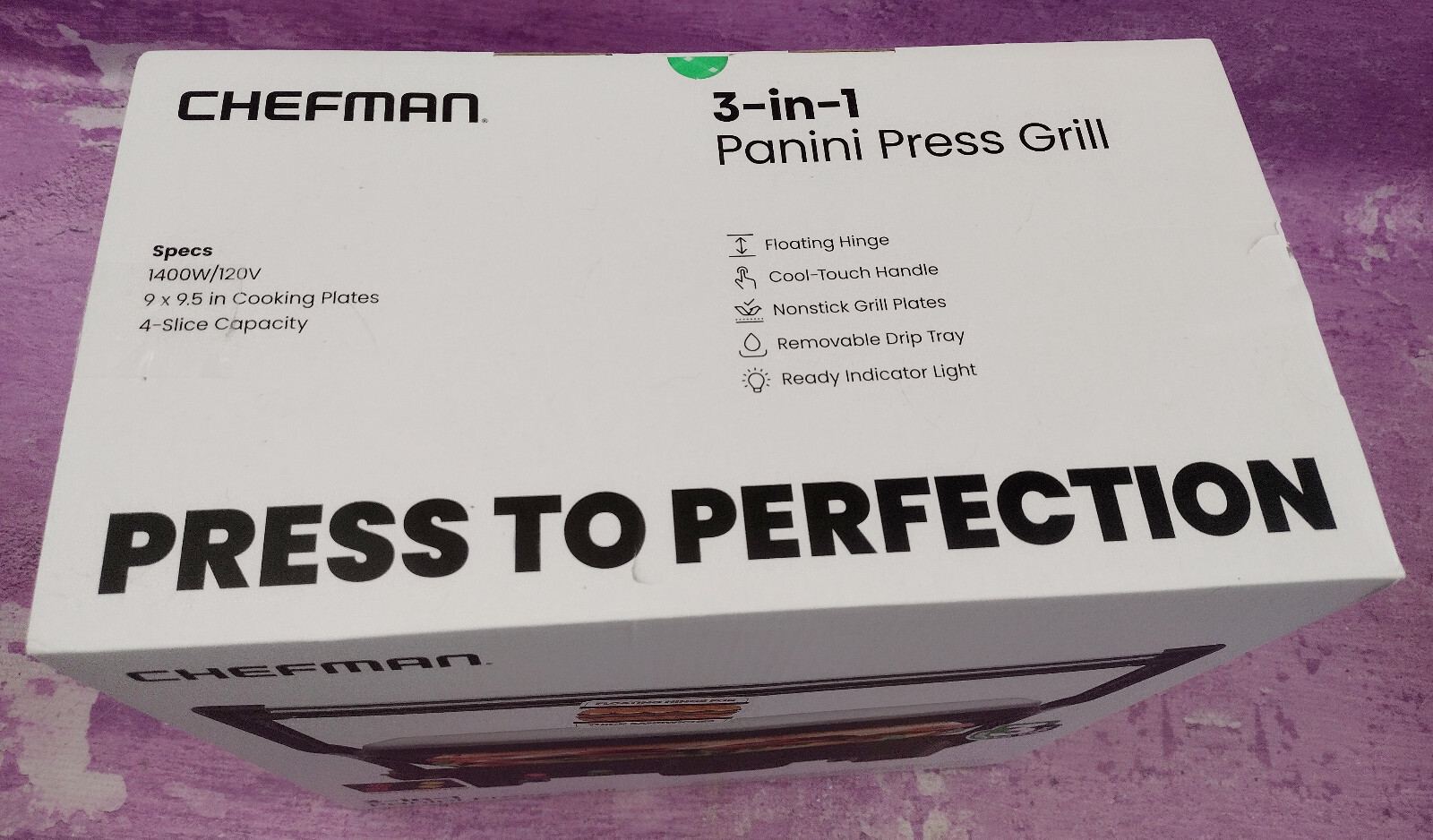 Chefman 3-in-1 Electric Indoor Panini Press Grill Opens Flat for Grilling NEW
