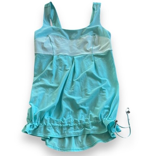 Lululemon Breathable Mesh Elevate Tank sz 4 teal blue stripe NWOT luxtreme