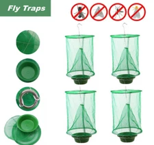 4PCS Reusable Fly Trap Insect Killer Net Cage Trap Ranch Pest Hanging Catcher