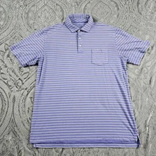 Peter Millar Shirt Mens Medium Purple Striped Golf Polo Performance Stretch