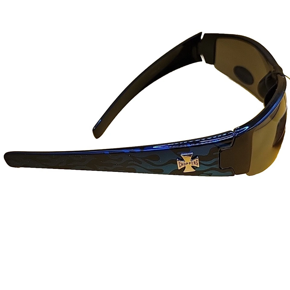 NUEVO Choppers Tonos Medio Borde Marco Negro con Llama Azul 6579 Foto 3 de 4