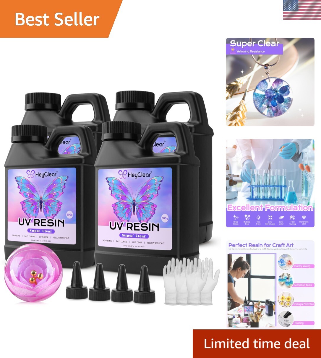 2000g UV Resin kit with Casting Tools -Super Clear, Hard, Low Odor, Premixed ...