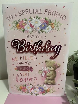 HALLMARK Special Friend FEMALE Birthday Card /with Lovely Verse Card (9 x 6.25") Foil.