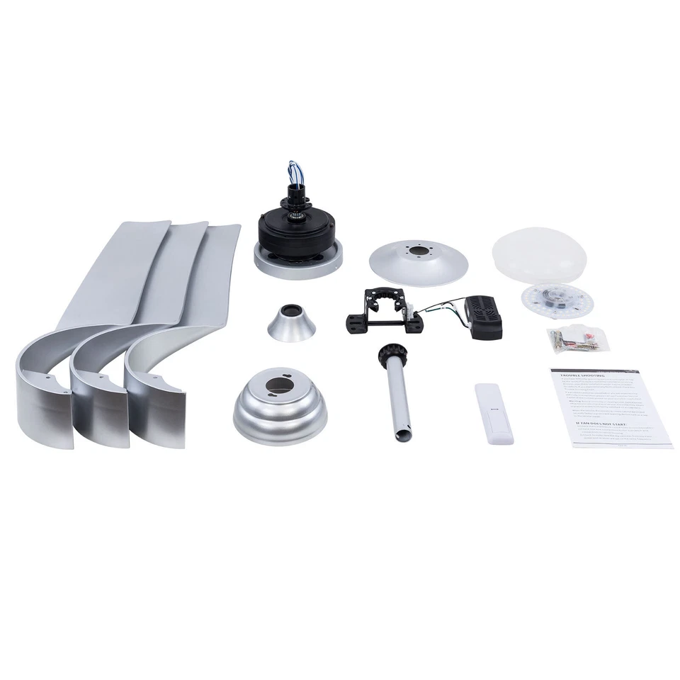 52 Inch Modern Ceiling Fan Light Silver Ceiling Fan Light With Remote Control - Image 4 of 4