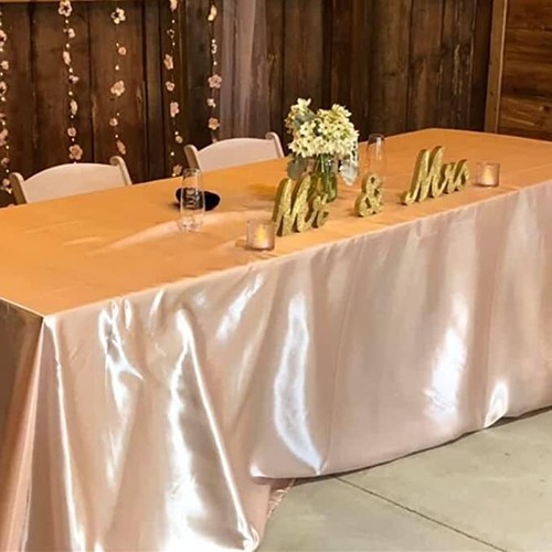 8ft Rectangular Shiny Satin Tablecloth for Home & Weddings Stylish 90x156" Cover - Picture 15 of 44