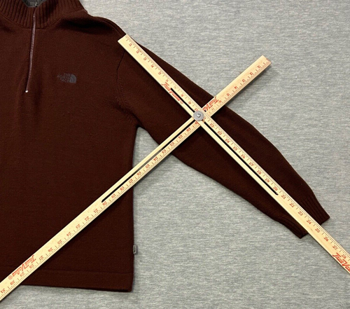 The North Face A5 Series Sweater Mens Medium Brown 1/4 Zip Pullover Wool - Picture 3 of 13