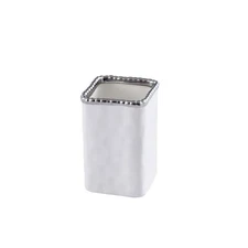 Pampa Bay VAN2718W Toothbrush Holder with Silver Beads,4.5-inch Height,Porcelain