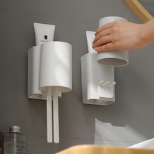 Wall-Mounted Toothbrush and Toothpaste Holder - Self-Draining Design, Easy In...
