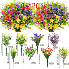 12PCS Artificial Flowers Outdoor Mixed Bouquet UV Resistant Plastic Fake Flower