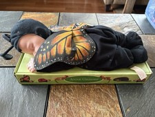 VTG Anne Geddes Baby Butterflies Black Plush Baby Sleeping Doll 1997 90s NEW