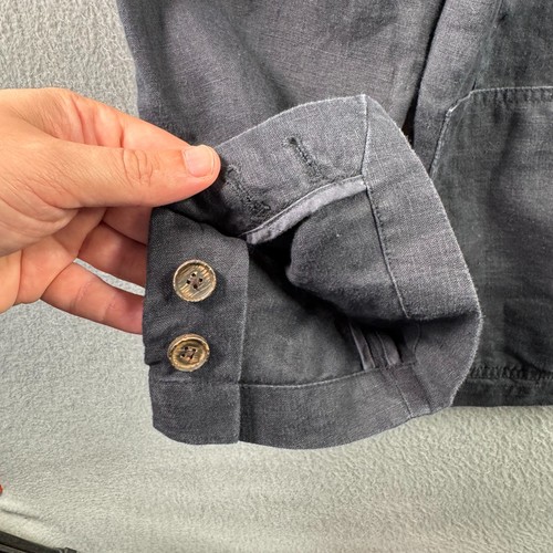 MUJI Jacket Mens Large Black 100% Linen Blazer Sport Coat Chore Working Cuff - Picture 7 of 19