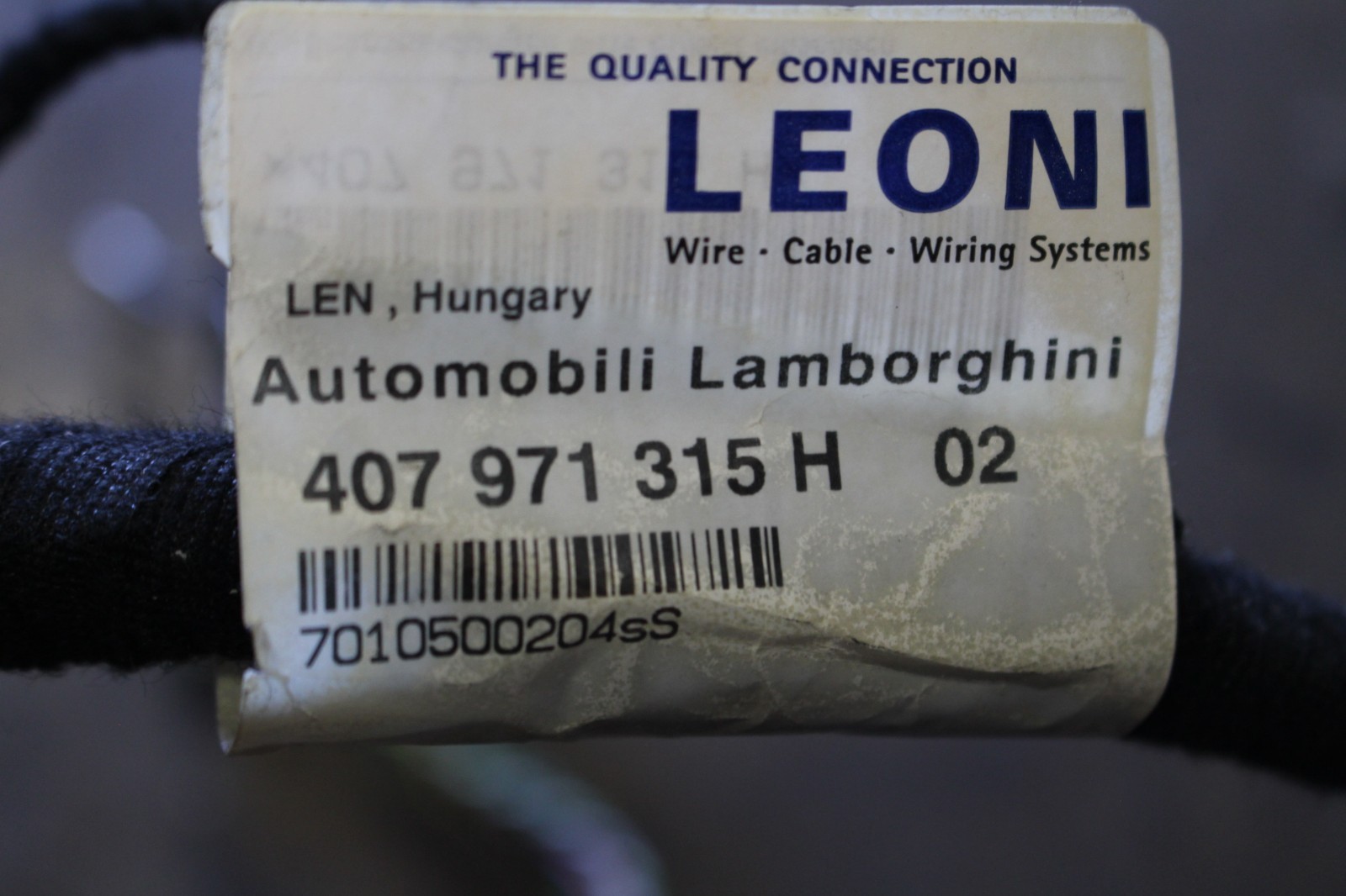 Lamborghini Gallardo, Spyder, Main Dash Wire Harness, Used, P/N 407971315H