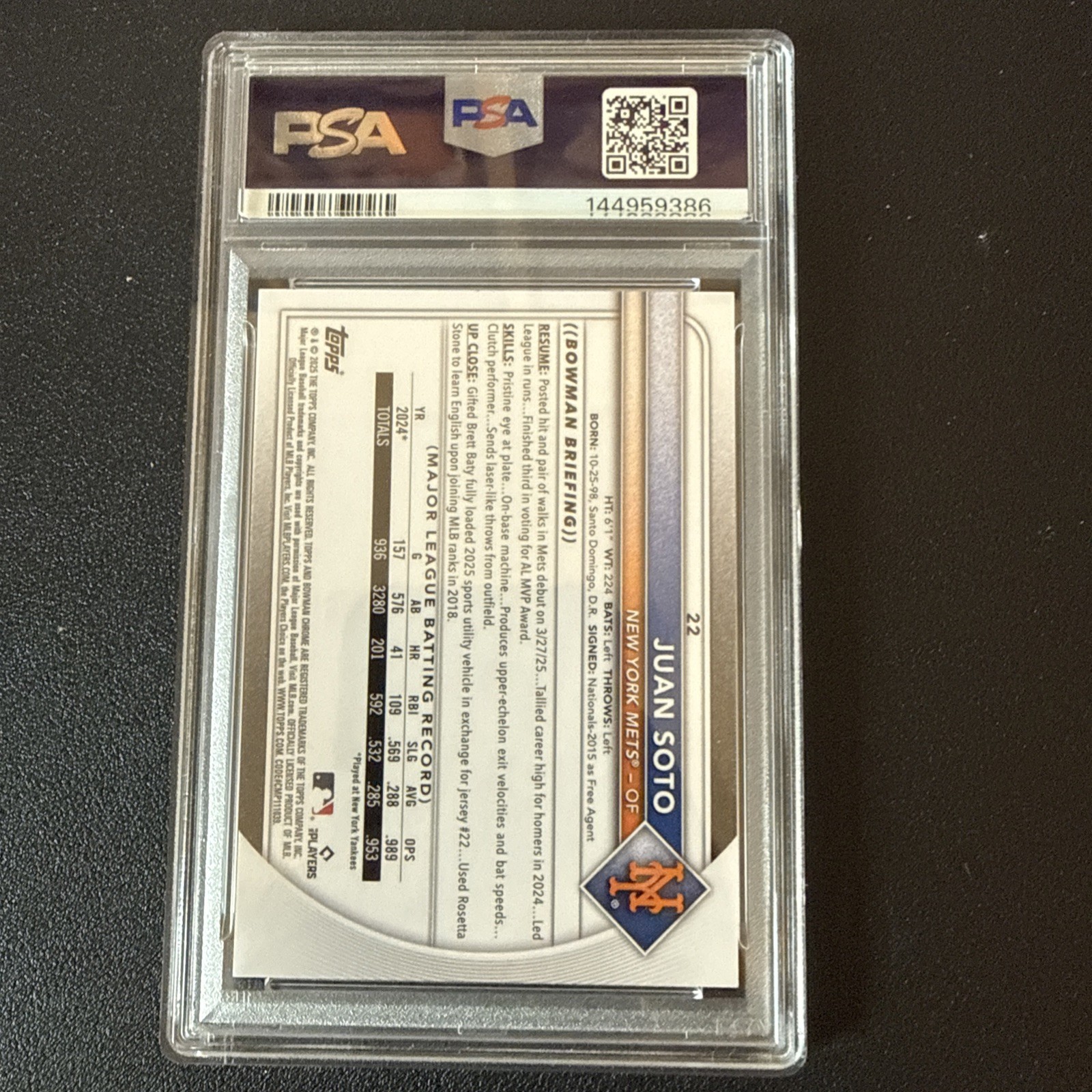 2025 Juan Soto Gold Refractor /50 Mega Box PSA 10 #22 Bowman Chrome 🔥 view 2
