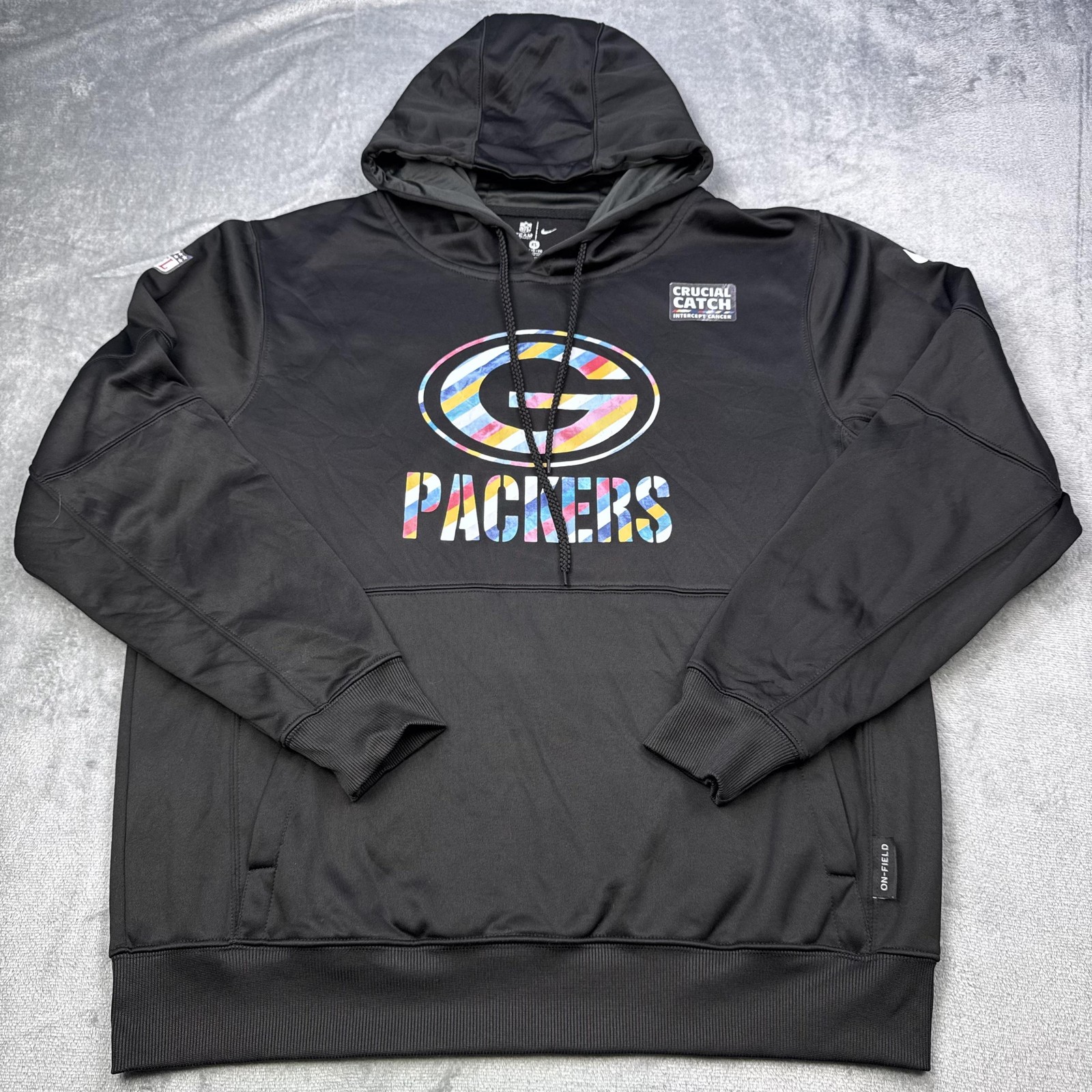 Green Bay Packers Hoodie Sweatshirt Mens XL Black NFL Nike Crucial Catch