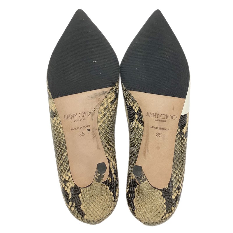Jimmy Choo Leather Python Pumps Pointed Toe White… - image 4