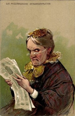 Embossed Litho The Suspicious Stepmother, Reading Newspaper - 11525513