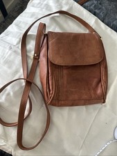 Real Italian Leather Messenger Crossbody Bag Brown 8.5  x7  