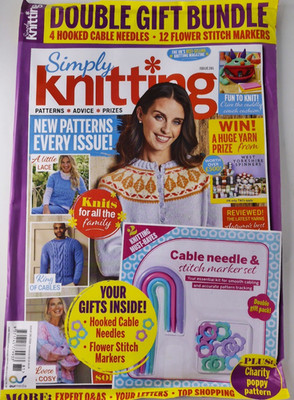 Simply Knitting magazine #281 2026 + Hooked Cable Needles &Flower Stitch Markers