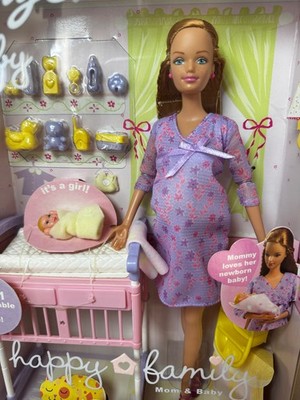 NRFB Pregnant Midge Barbie Happy Family Baby Purple Gown 2002