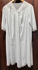 Shadowline Vintage Robe sz Med Knee Length Sheer Embroidered And Lace 1 Pocket