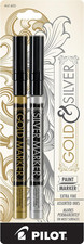 PILOT Metallic Permanent Paint Markers, 1 Each Gold  Silver, Extra Fine Point,