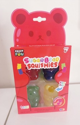 Crazy Fun Sugar Bear Squishies Set 4-Pack New In Box Fast Ship Scented Gummy s