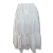 Vtg 60s Skirt Slip Wonder Maid Union USA white Cotton Size medium lace prairie