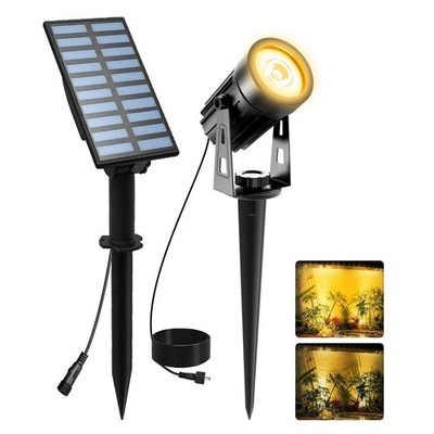 T-SUNUS Solar Gartenstrahler, LED Leuchte Außen 1-IN-1, gelb 