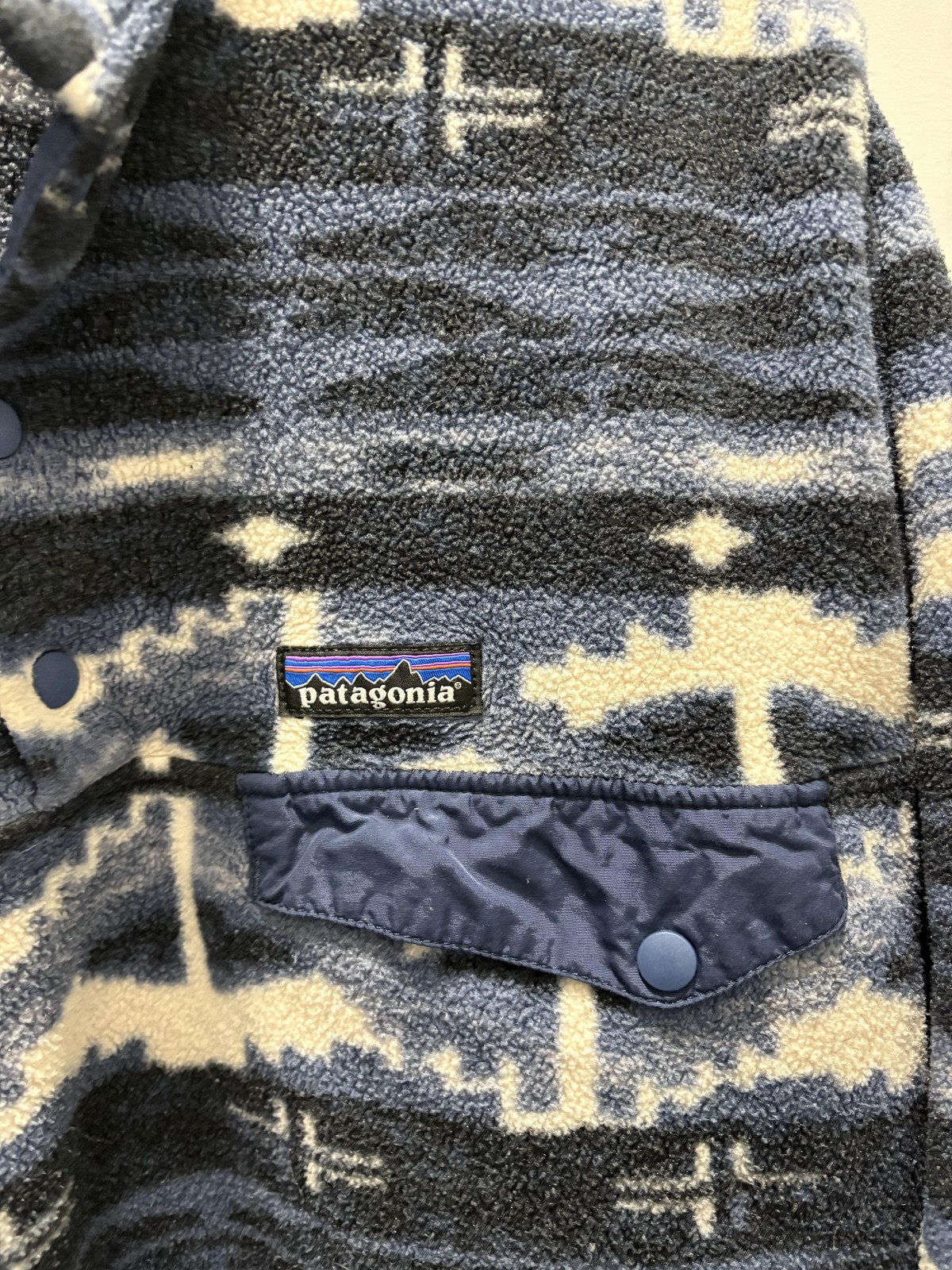 Patagonia Jacket Mens Small Blue Synchilla Fleece Snap Pullover Aztec Pattern thumbnail 3
